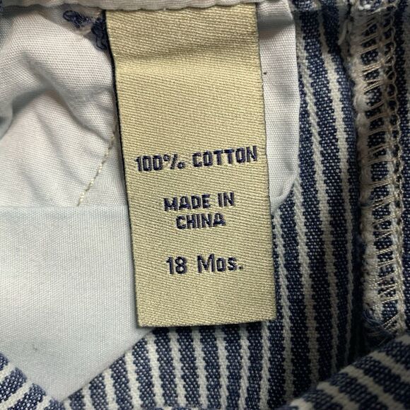 Oshkosh BGosh Toddler Sz 18 Months Overalls Bibs Vestbak Railroad Blue Stripe - Picture 5 of 5